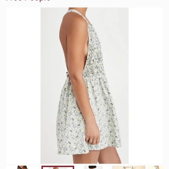 Free People Petunia Mini Dress Blue Floral Cross Back Straps Size Small NWT - Picture 1 of 4